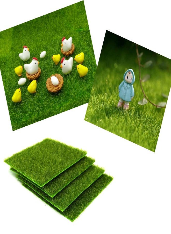 EMiEN 6''x6''Life-Like Artificial Grass Lawn Miniature Ornament for for DIY Fairy Garden Dollhouse Decoration (4 Pack) - Image 1